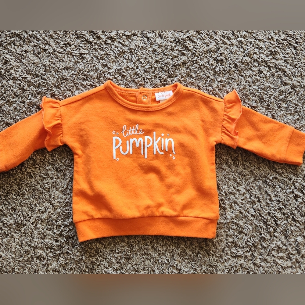 Little Pumpkin orange Halloween baby sweater, size 0-3m